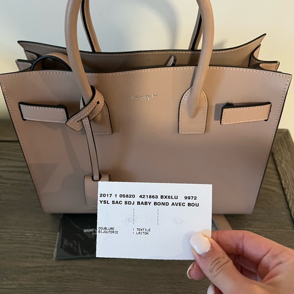 YSL Sac de Jour Baby in Smooth Leather in Pale Pink - Picture 10 of 11